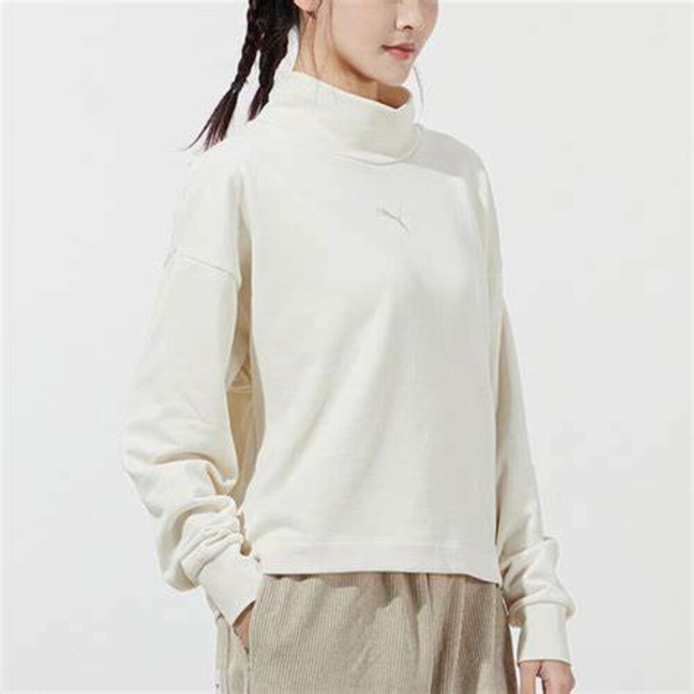PUMA Neutral Cowl Neck Pullover Sweater Cream White Size XL